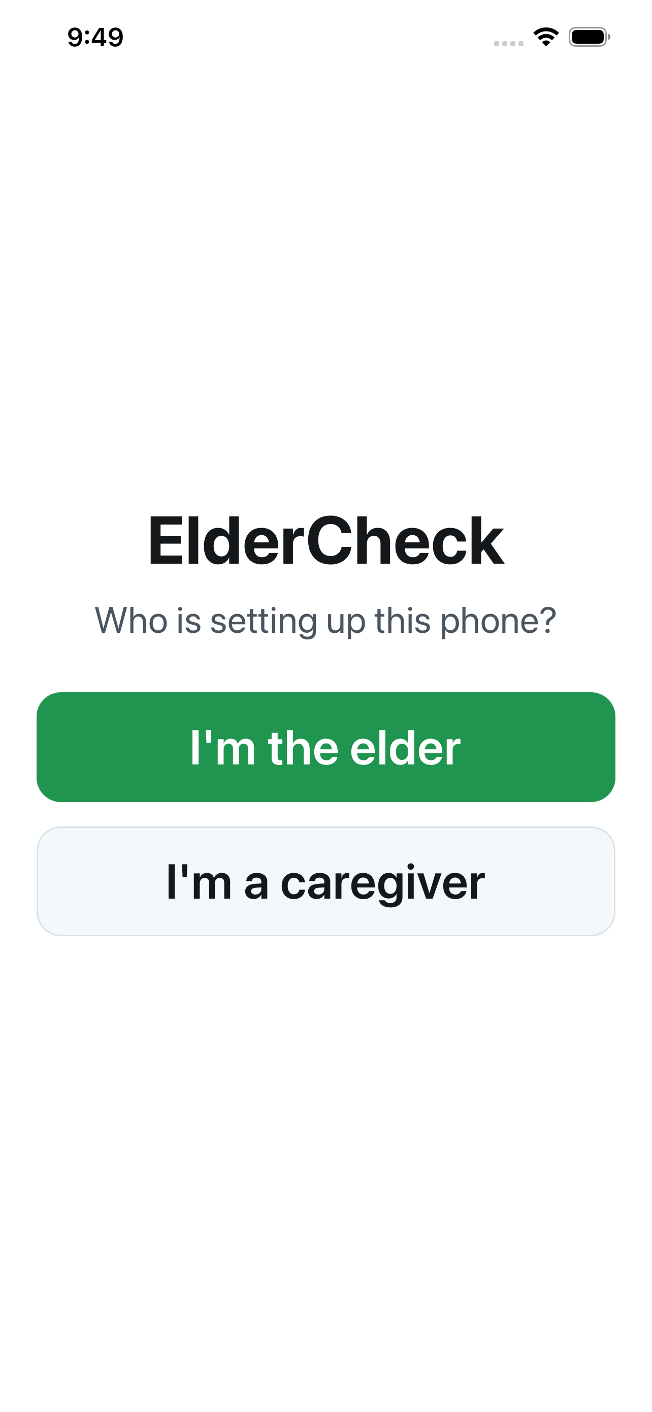 ElderCheck opening screen